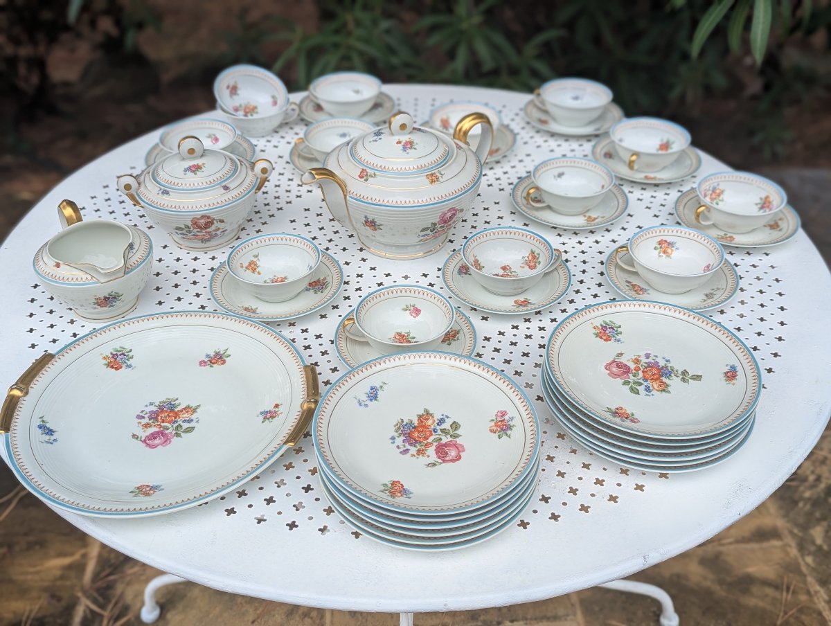 Large Tea Set (40 Pieces) By Giraud &amp;amp; Brousseau, Limoges, France