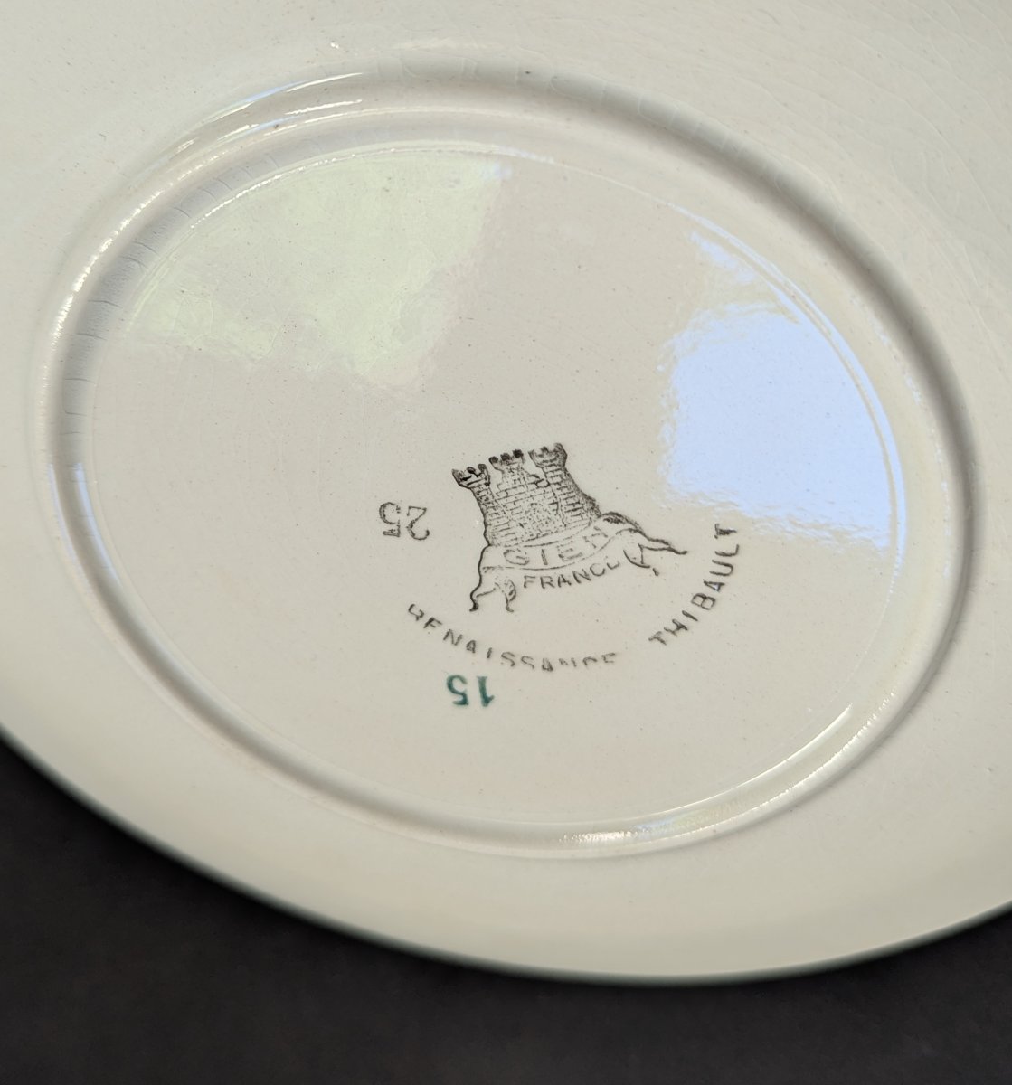 Set Of 10 Dinner Plates. Gien Earthenware. "italian Renaissance" Design With A Midnight Blue Background-photo-6