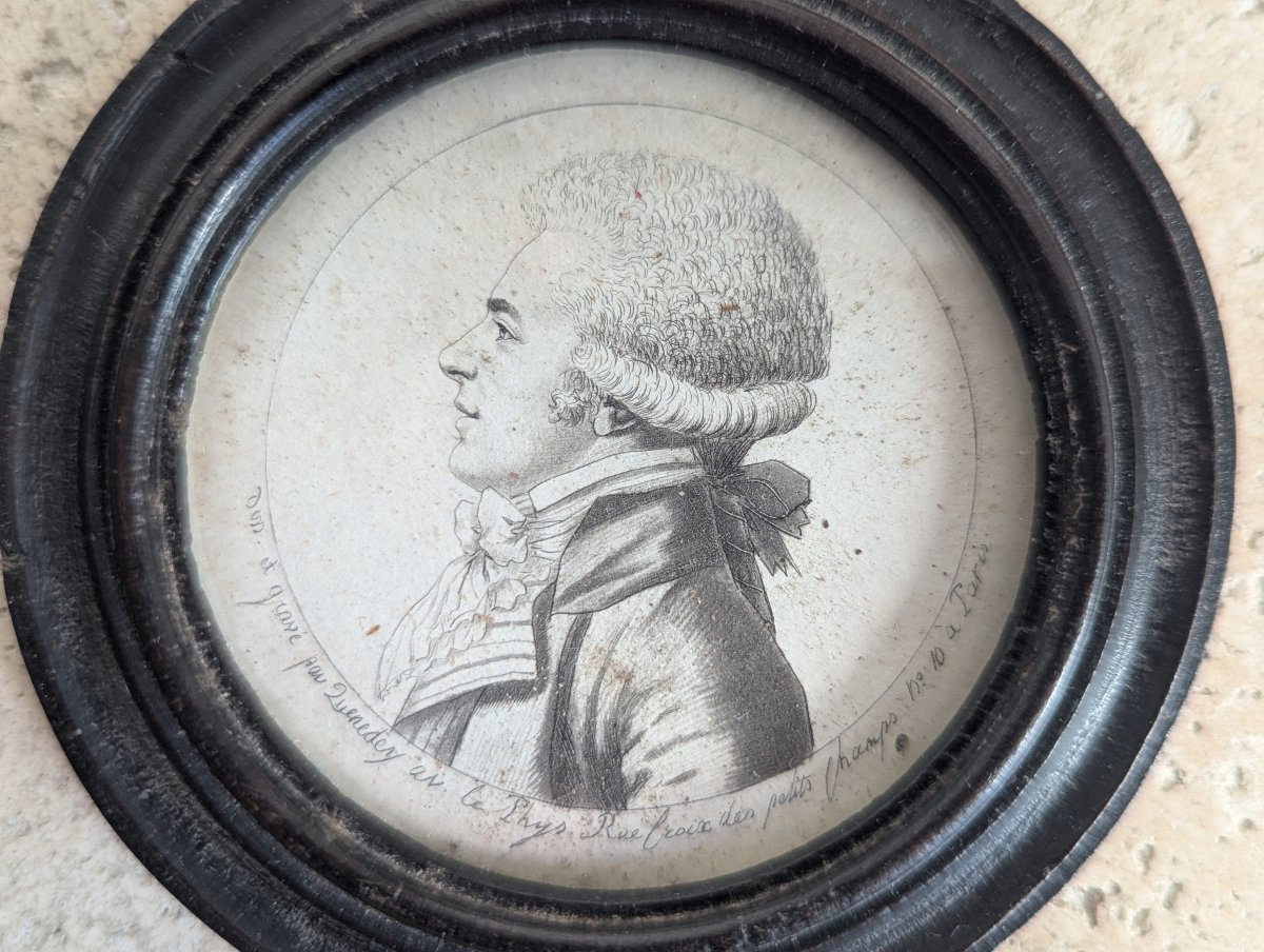 Physionotrace Miniature Portrait In Profile, Framed Under Glass, By Edme Quenedey Of Les Riceys -photo-3