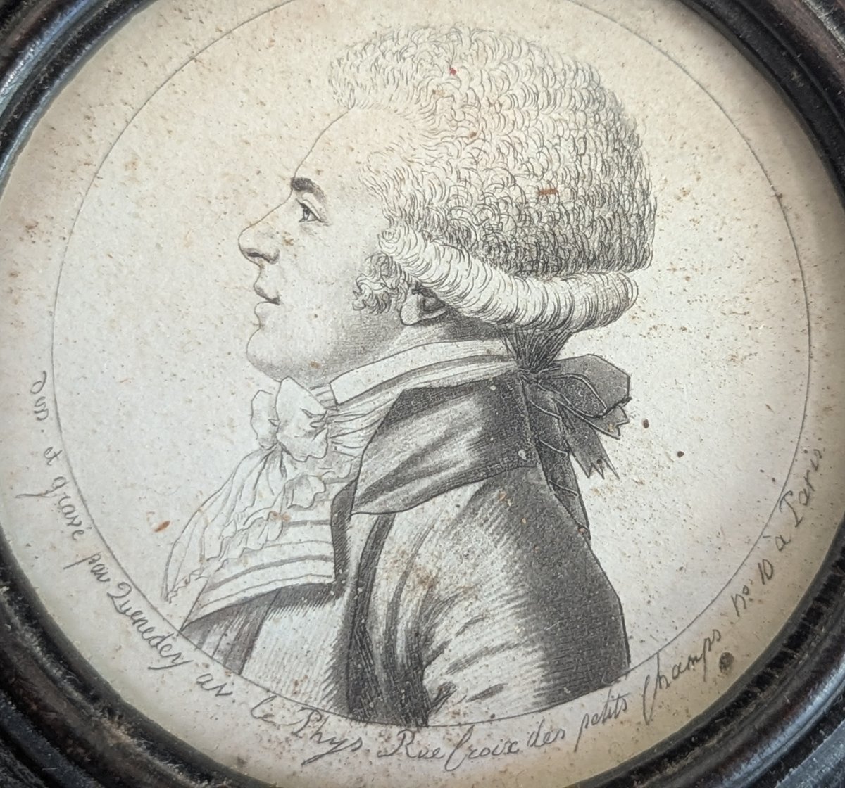 Physionotrace Miniature Portrait In Profile, Framed Under Glass, By Edme Quenedey Of Les Riceys -photo-1