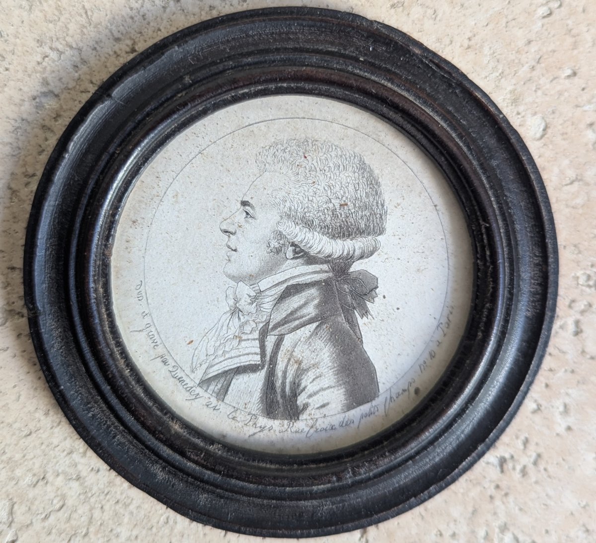 Physionotrace Miniature Portrait In Profile, Framed Under Glass, By Edme Quenedey Of Les Riceys -photo-4