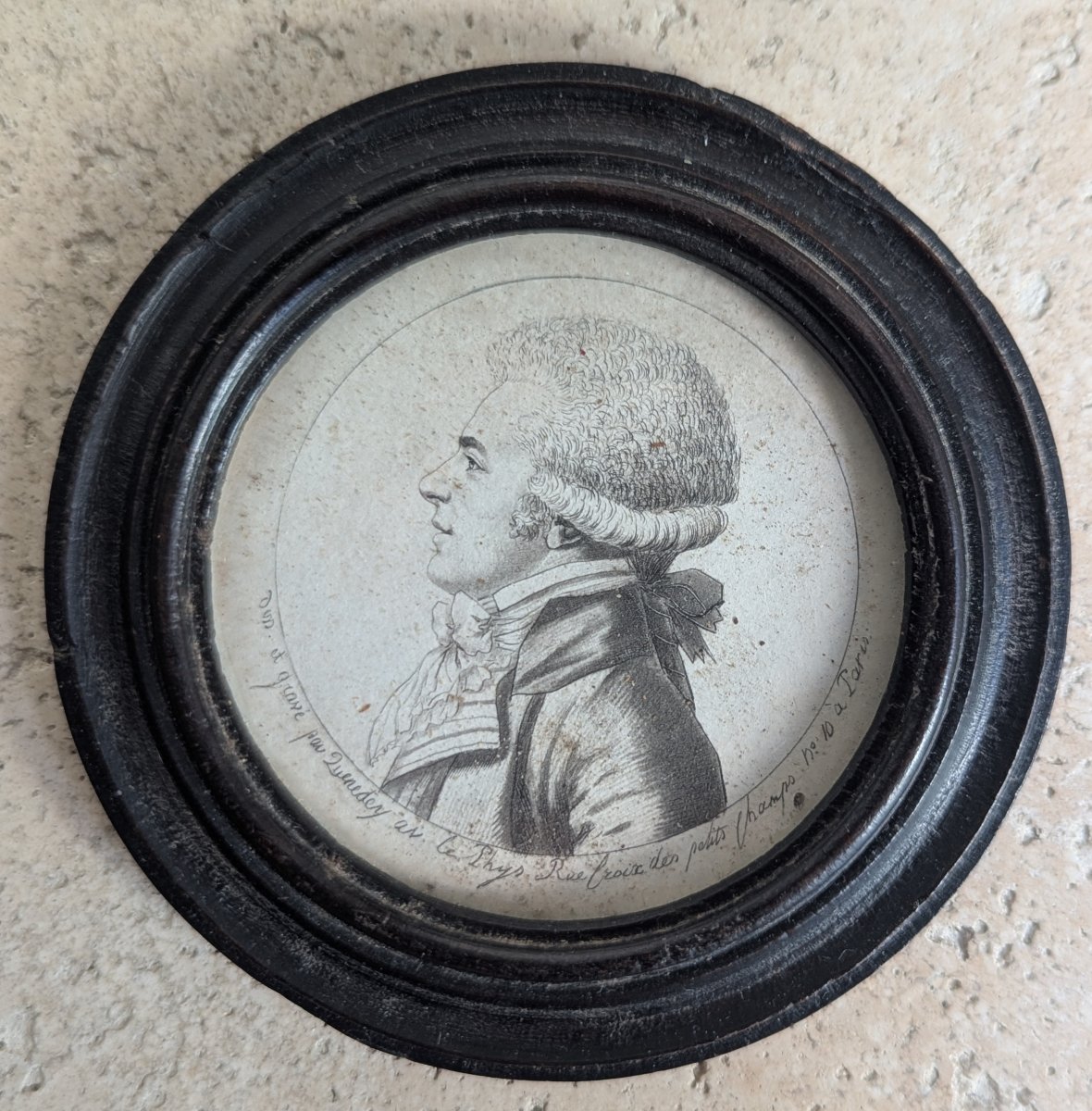 Physionotrace Miniature Portrait In Profile, Framed Under Glass, By Edme Quenedey Of Les Riceys -photo-7