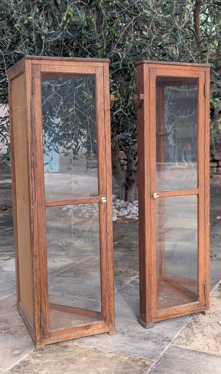 Two Antique Corner Counter Display Cases-photo-2
