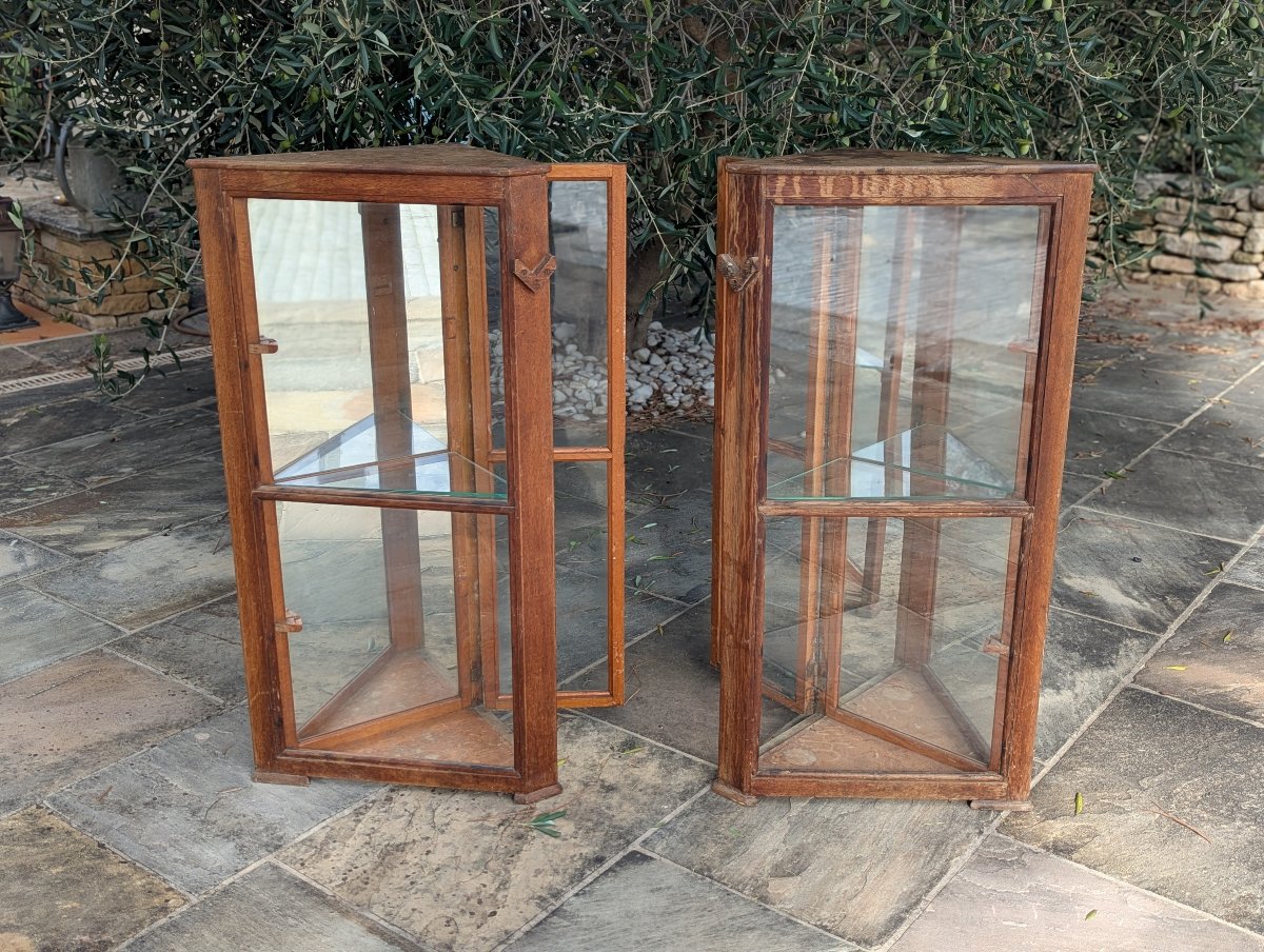 Two Antique Corner Counter Display Cases-photo-3