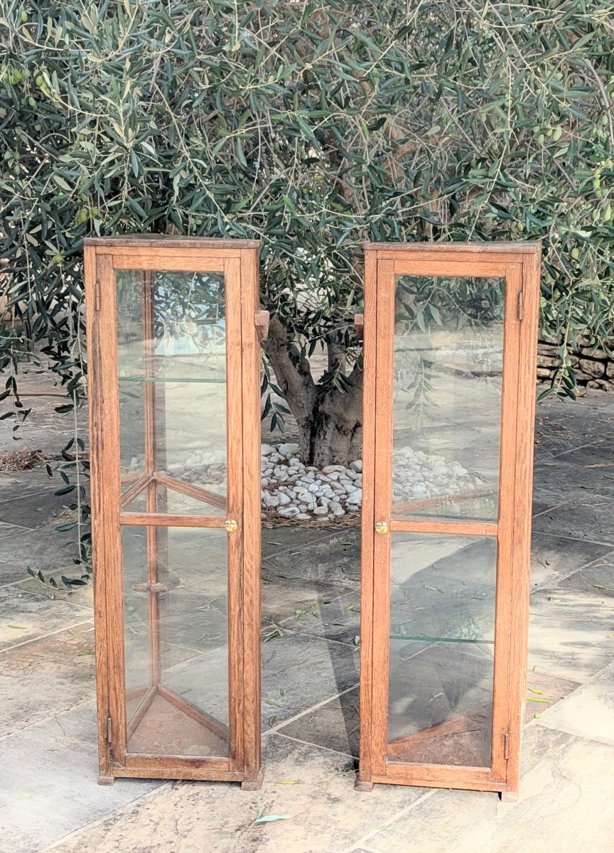 Two Antique Corner Counter Display Cases-photo-2