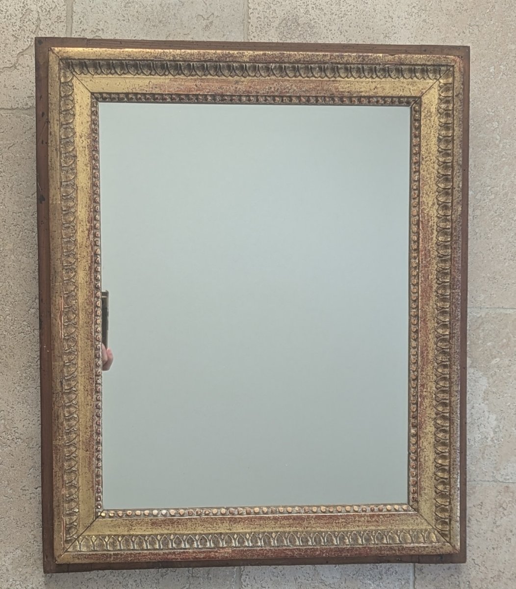 Miroir de boiserie en bois sculpté et doré XVIIIème siècle -photo-3