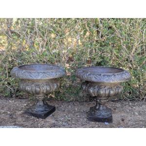 Two Cast Iron Garden Basins