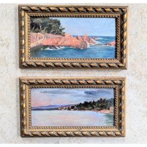 Pair Of Framed Paintings, St Raphael, 1913
