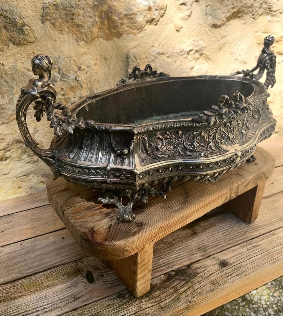 Silvered Bronze Jardinière By Victor Saglier-photo-3