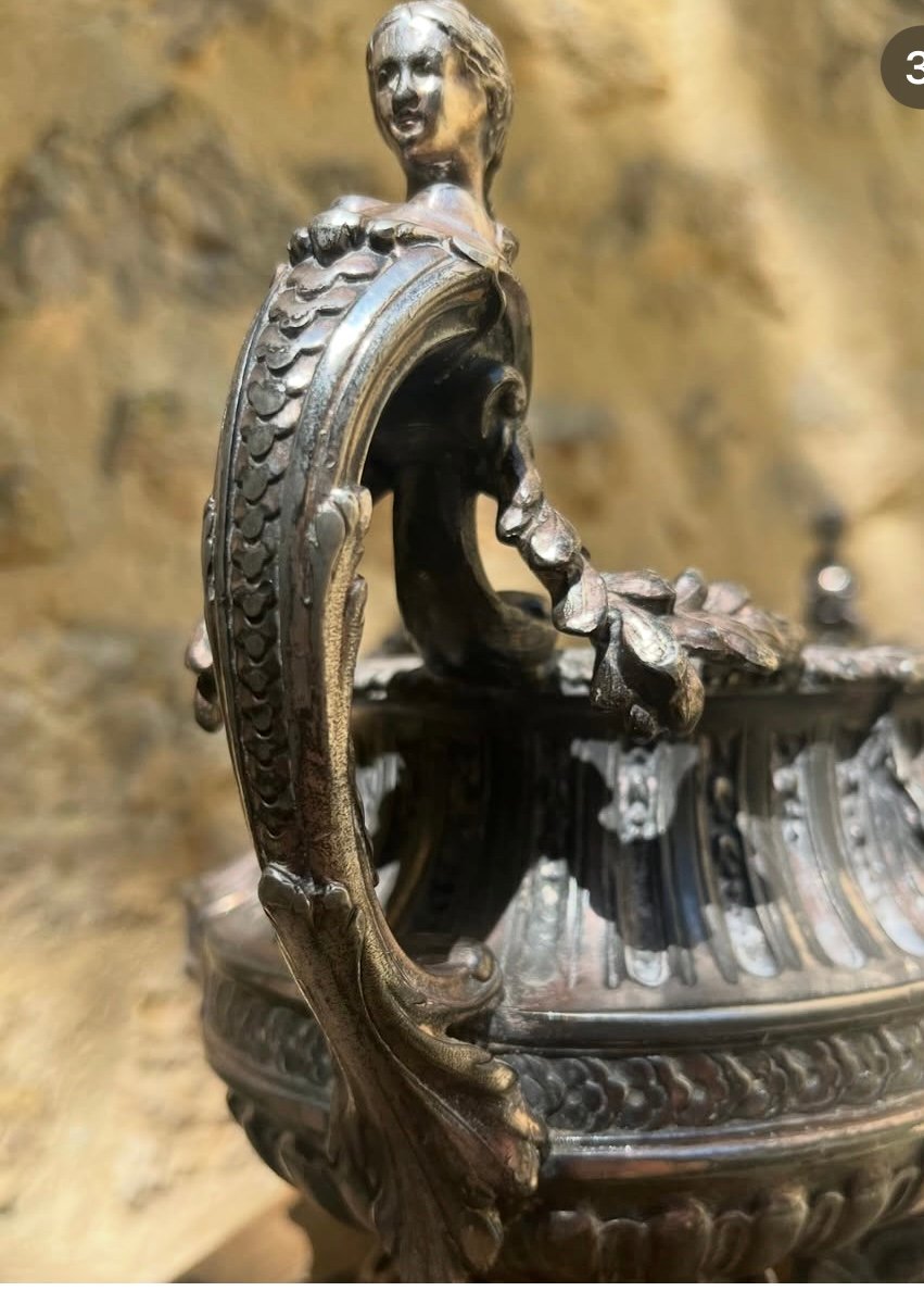 Silvered Bronze Jardinière By Victor Saglier-photo-2