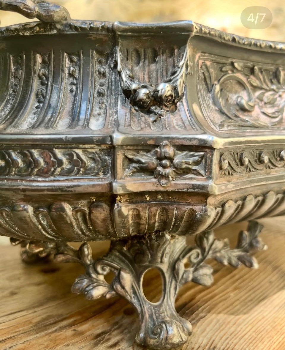 Silvered Bronze Jardinière By Victor Saglier-photo-3