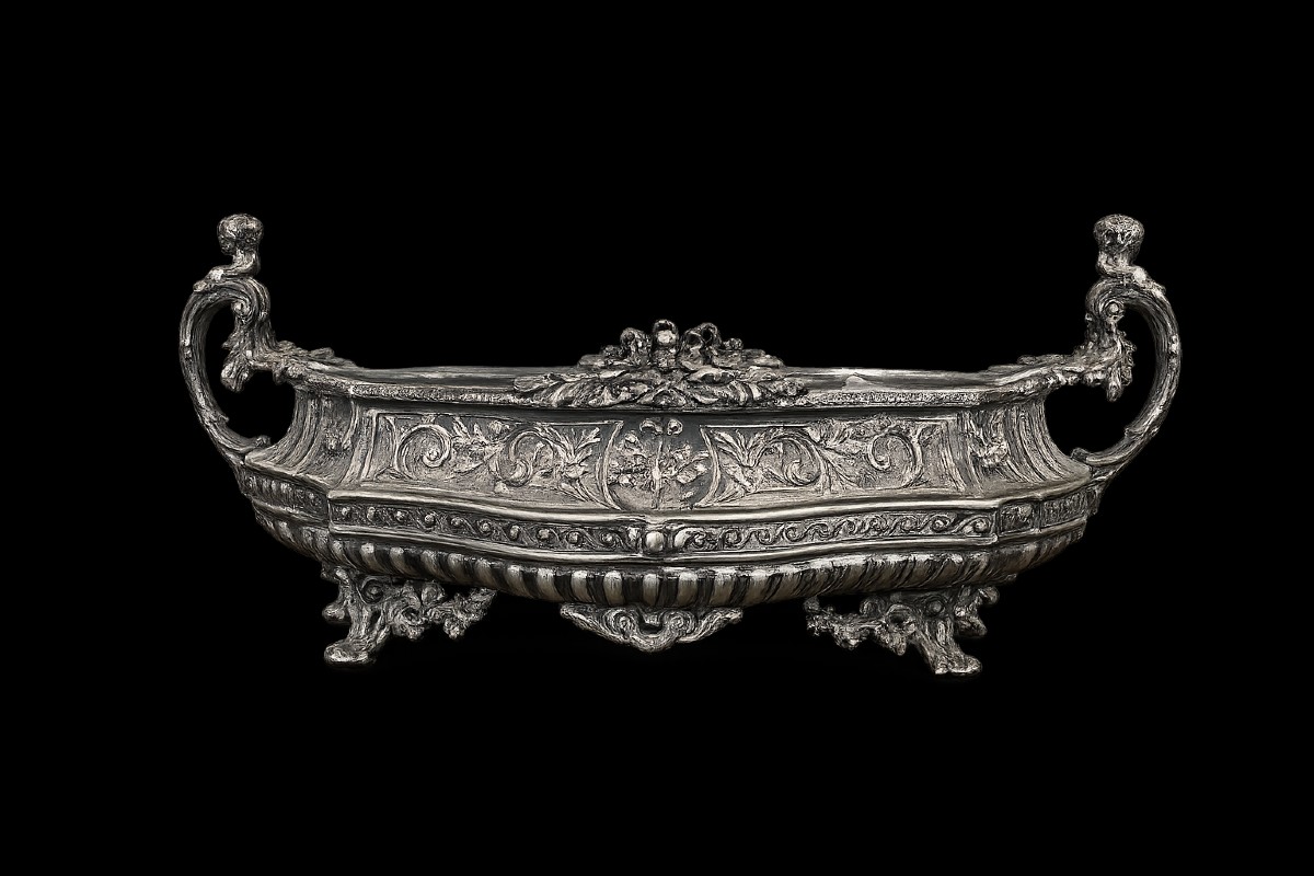 Silvered Bronze Jardinière By Victor Saglier