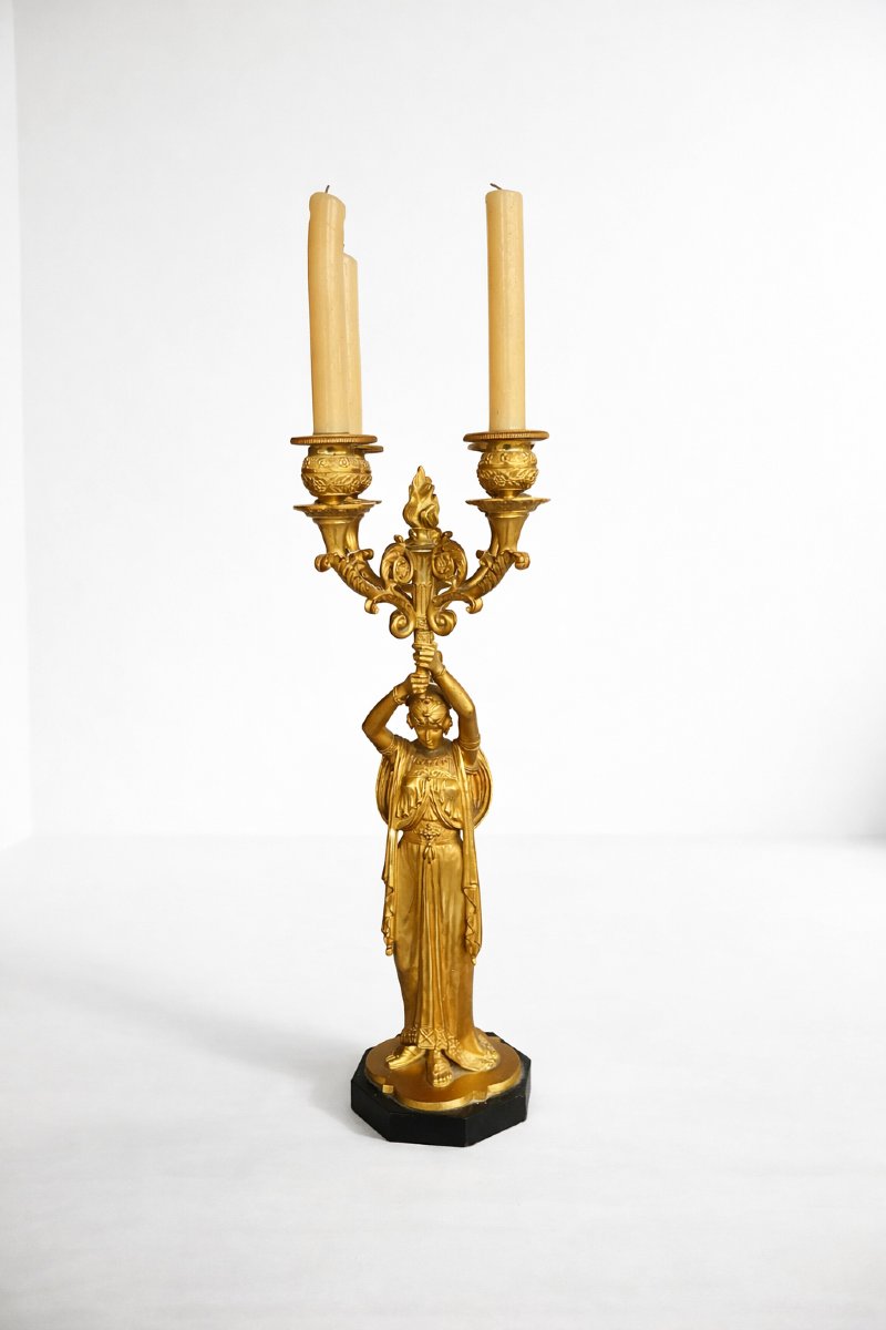 Four-light Candelabra Signed Alonzo-photo-3