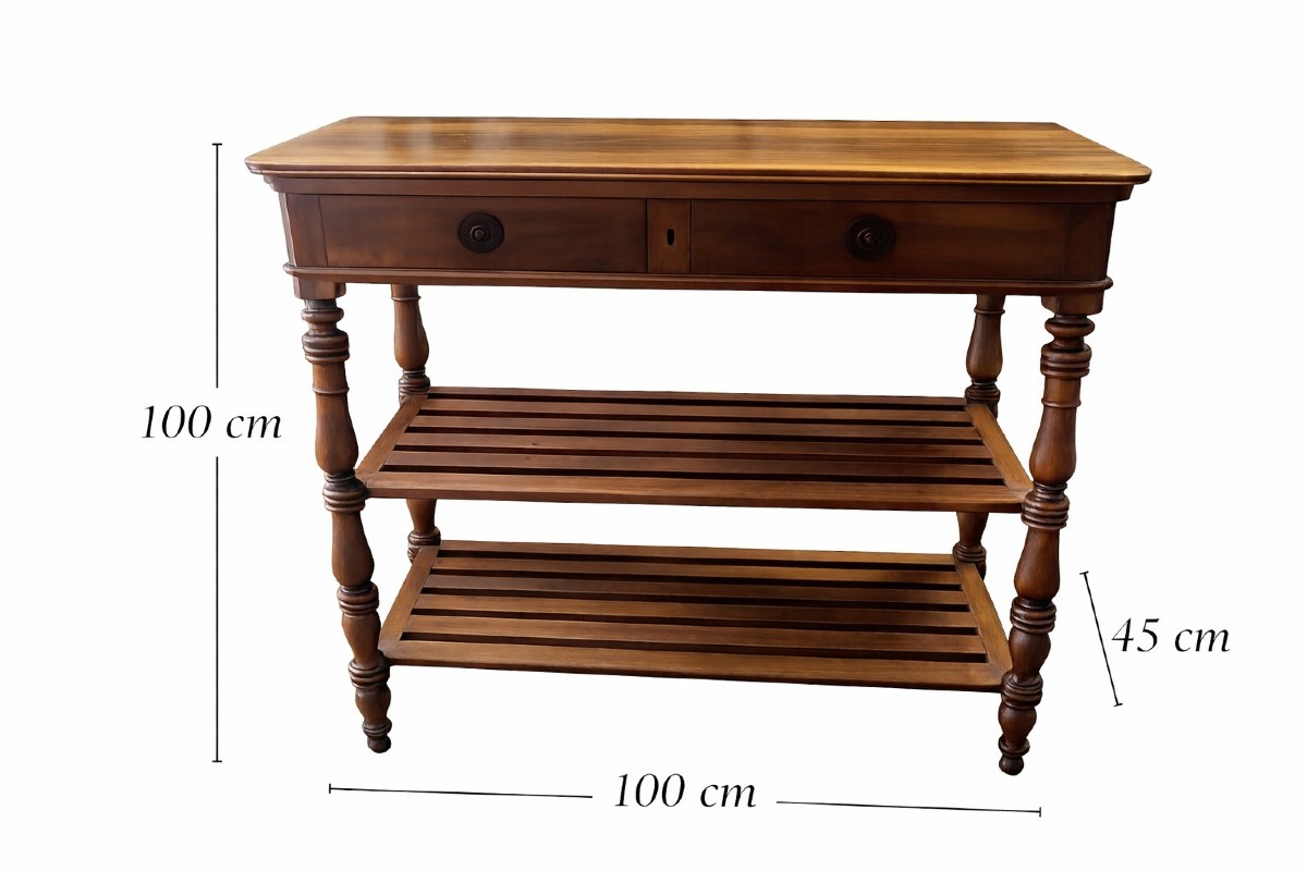 Two-tier Walnut Serving Cart