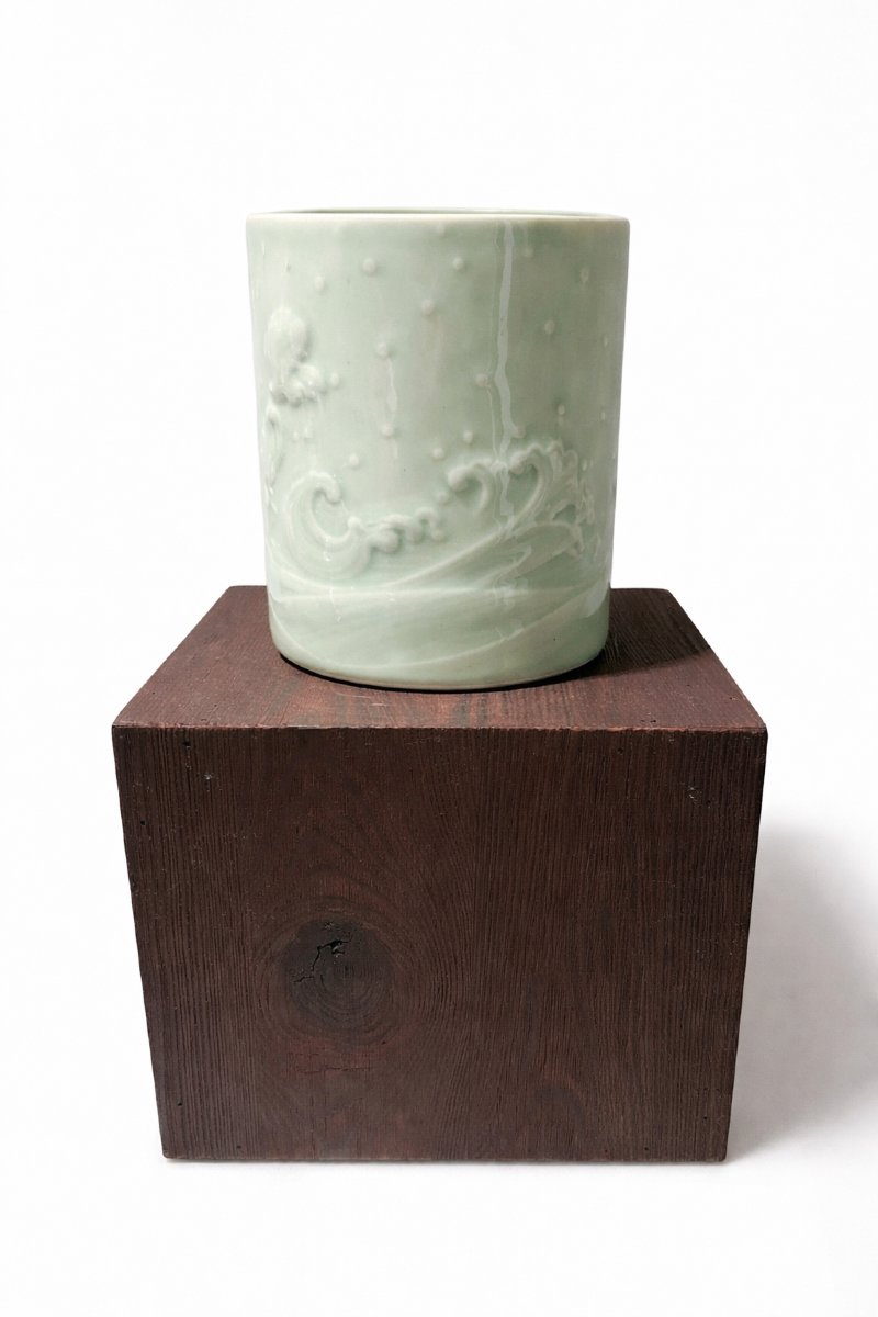 Vase rouleau aux carpes -Céladon--photo-2