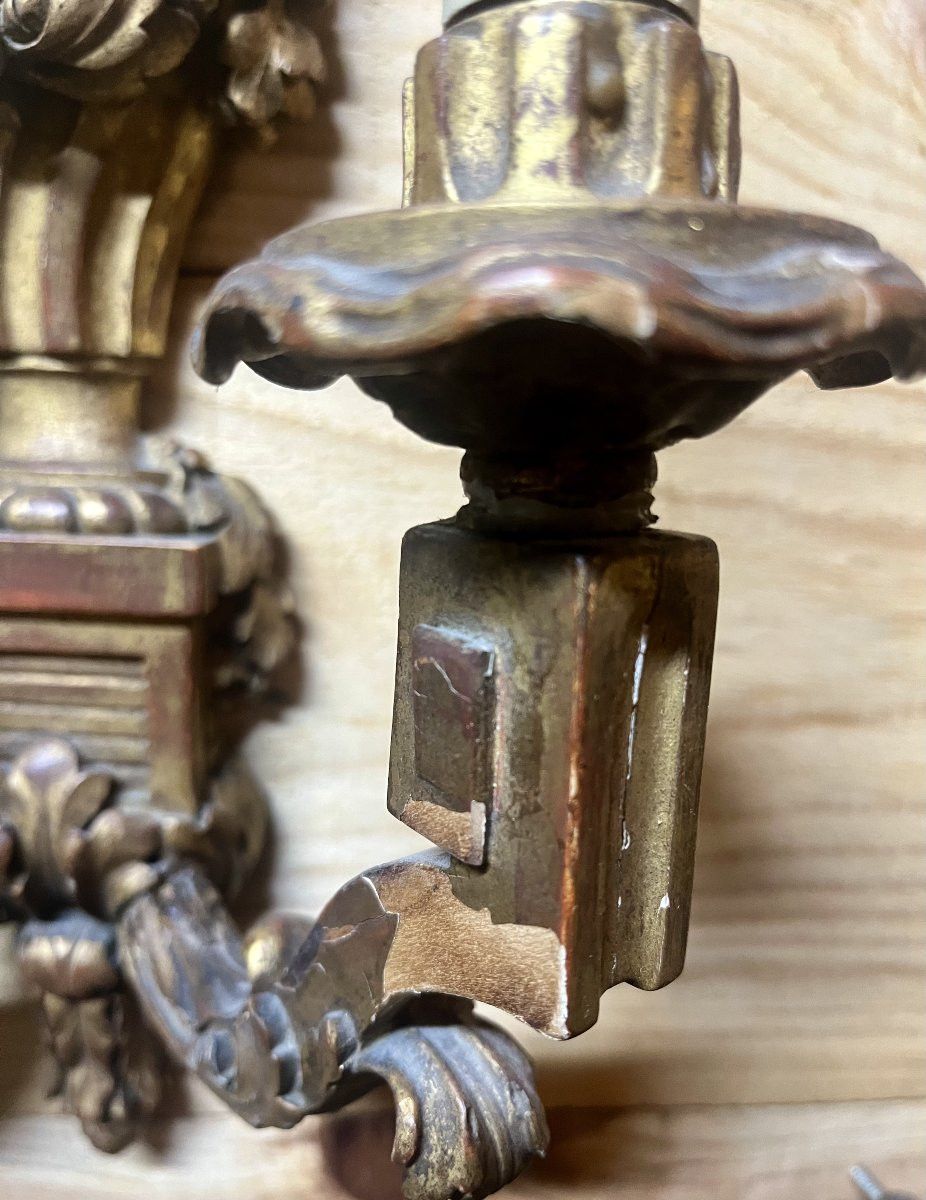 paire d appliques en bois doré de style louis 16-photo-4