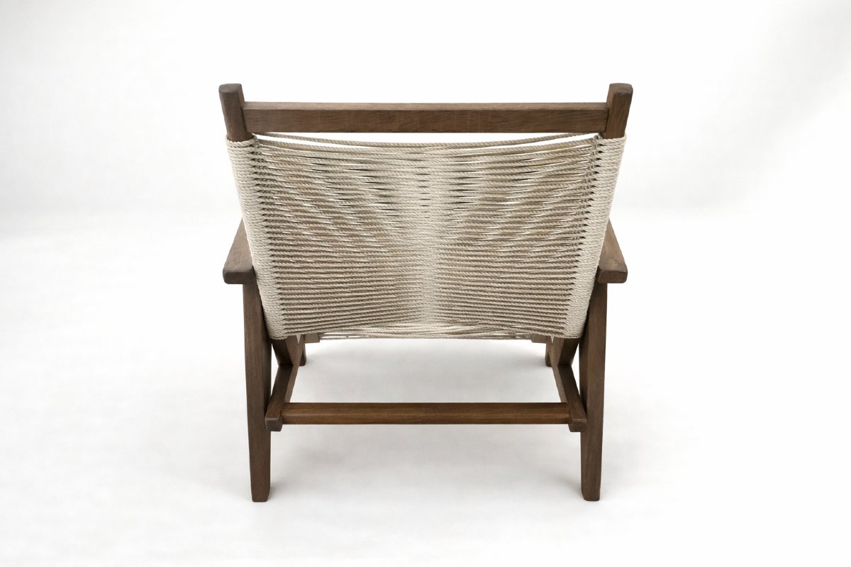 Scandinavian Armchair In Solid Wood And Rope – 1950s-photo-2
