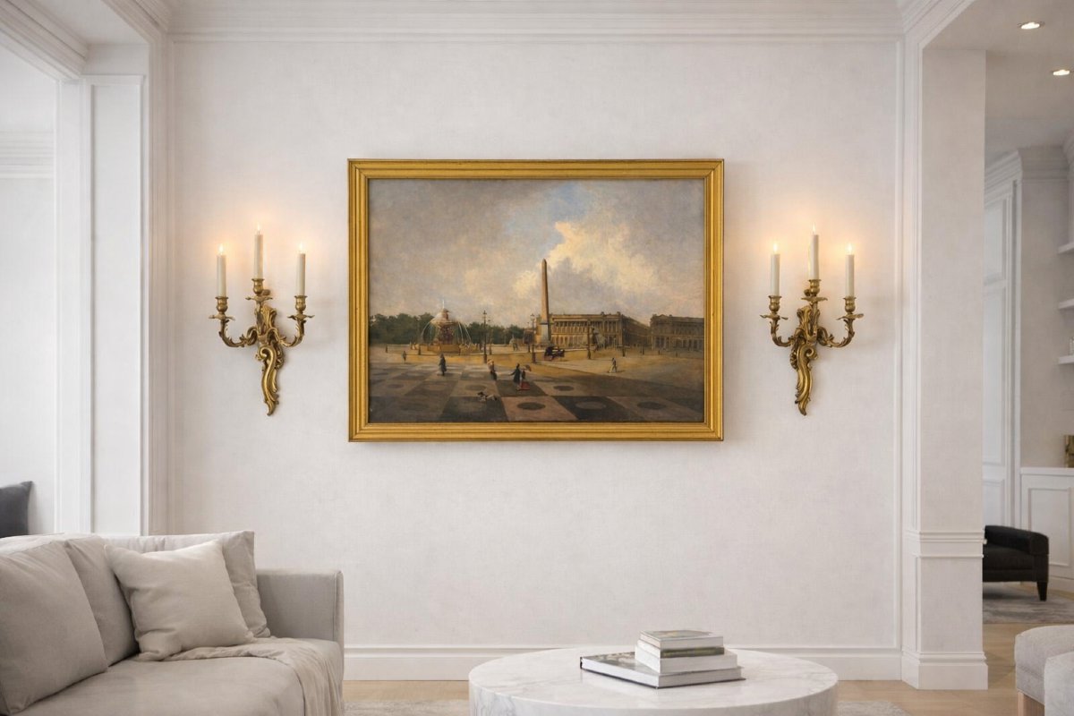 Pair Of Napoleon III Gilt Bronze Wall Sconces – Louis XV Rococo Style – Opaline Glass Candles-photo-4