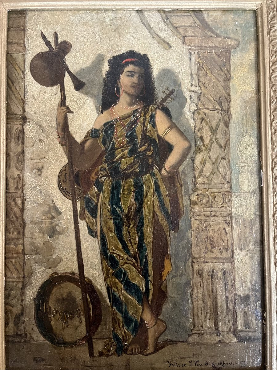 Tableau orientaliste signé Fritz et Yvan   Kerkhoven – Fin XIXe siècle-photo-2