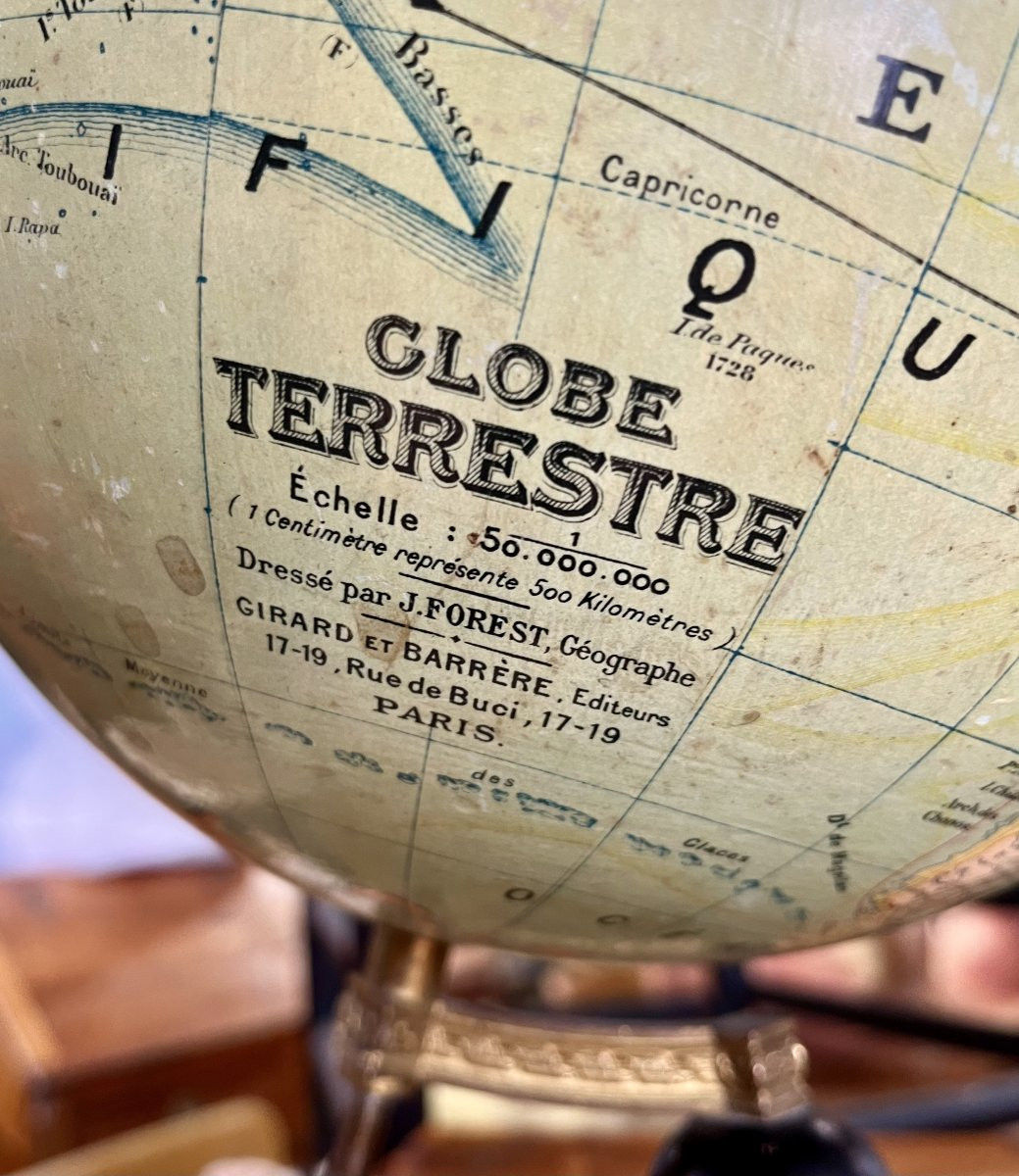 Terrestrial Globe Drawn By J. Forest – Publishers Girard And Barrère, Paris-photo-1