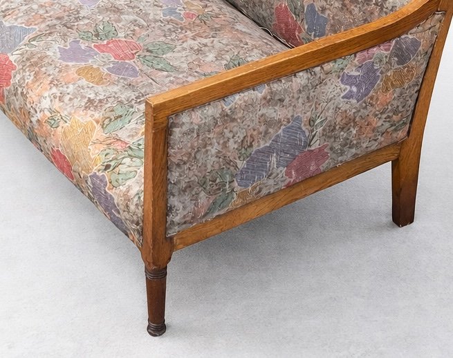 banquette deux places Art Nouveau en chêne – Travail belge dans le goût de Serrurier-Bovy-photo-1