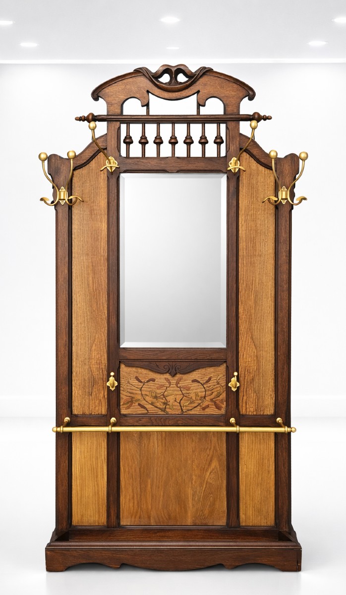 Porte-manteau porte-parapluies d’époque Art Nouveau –