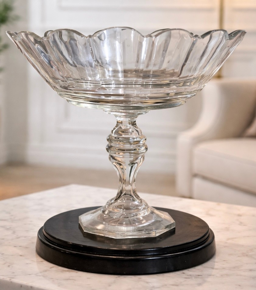 Cut Crystal Stemmed Bowl, French Work From The 19th Century