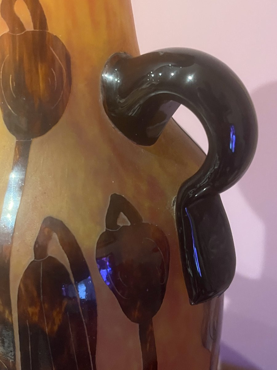 Vase « Le Verre Français » – Schneider, vers 1925 Décor aux campanules – Art Déco-photo-3