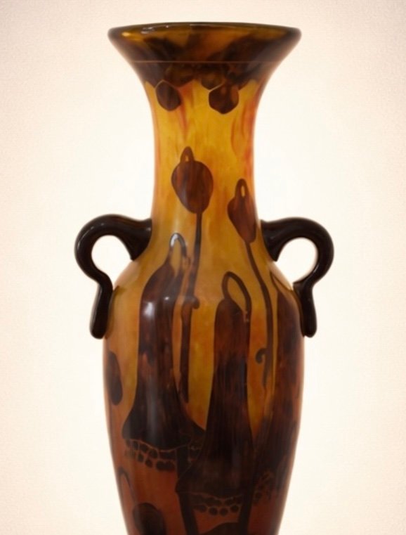 Vase « Le Verre Français » – Schneider, vers 1925 Décor aux campanules – Art Déco-photo-1