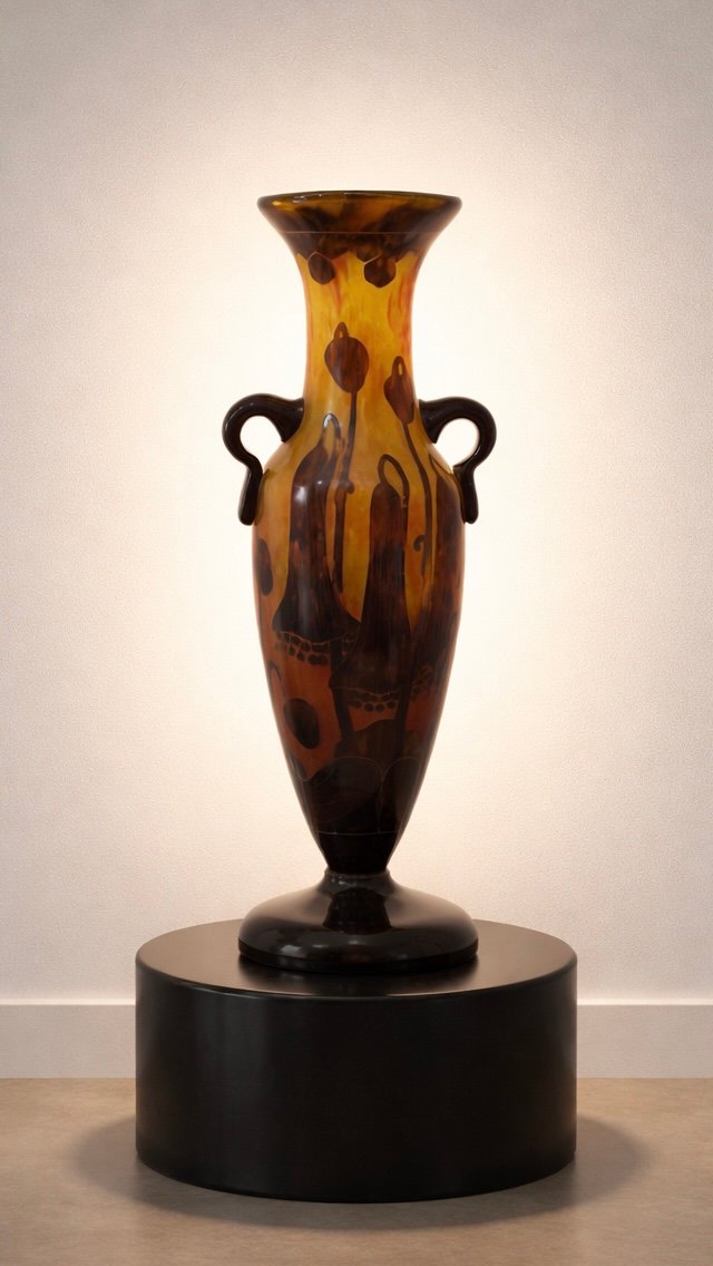 Vase « Le Verre Français » – Schneider, vers 1925 Décor aux campanules – Art Déco-photo-3