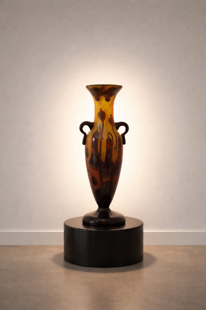 Vase « Le Verre Français » – Schneider, vers 1925 Décor aux campanules – Art Déco-photo-4