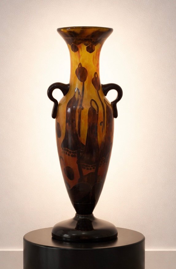 Vase « Le Verre Français » – Schneider, vers 1925 Décor aux campanules – Art Déco-photo-5