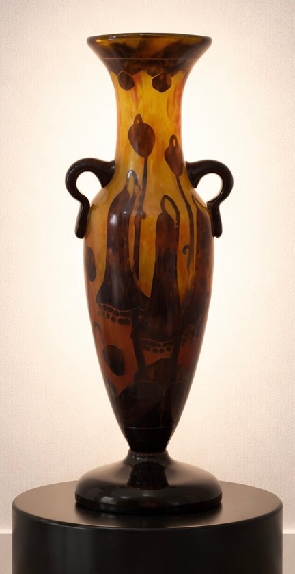 Vase « Le Verre Français » – Schneider, vers 1925 Décor aux campanules – Art Déco