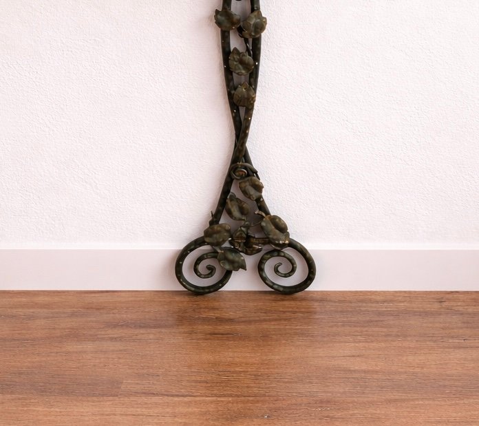Small Wall Console In Wrought Iron - Rose Décor - Marble Top-photo-2