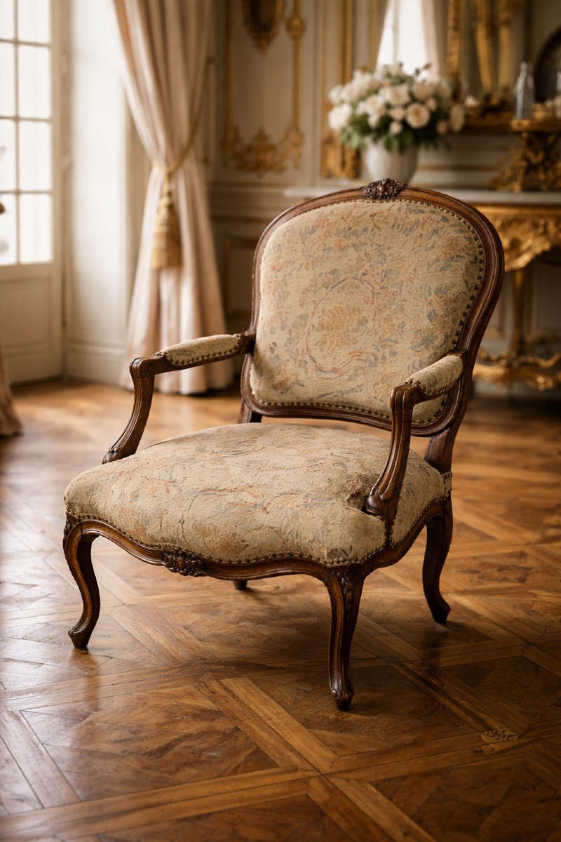 Fauteuil à la Reine d’Époque Louis XV – Travail probablement parisien, XVIIIᵉ siècle-photo-5
