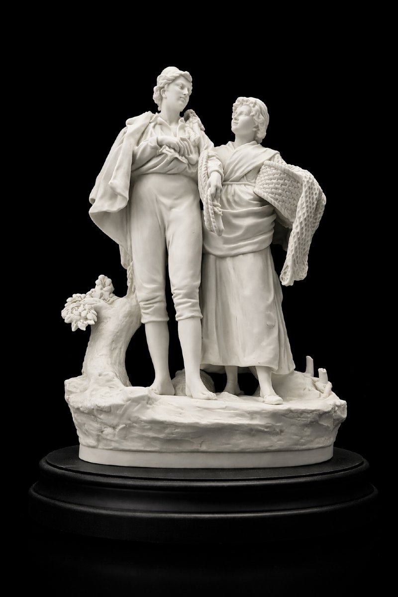 Groupe en biscuit – scène galante pastorale-photo-4
