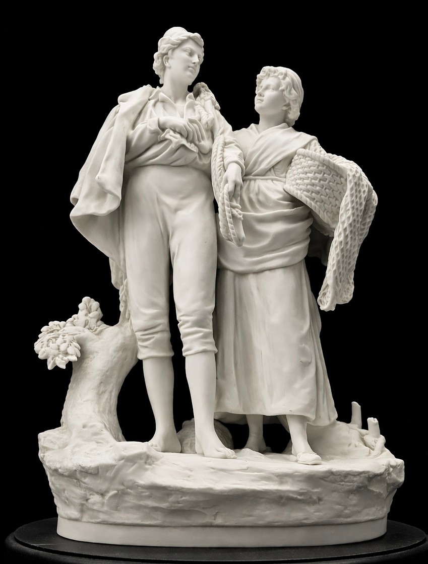 Groupe en biscuit – scène galante pastorale