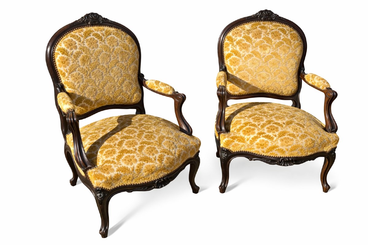 Paire de fauteuils à la Reine en palissandre de Rio massif – Époque Napoléon III –-photo-3