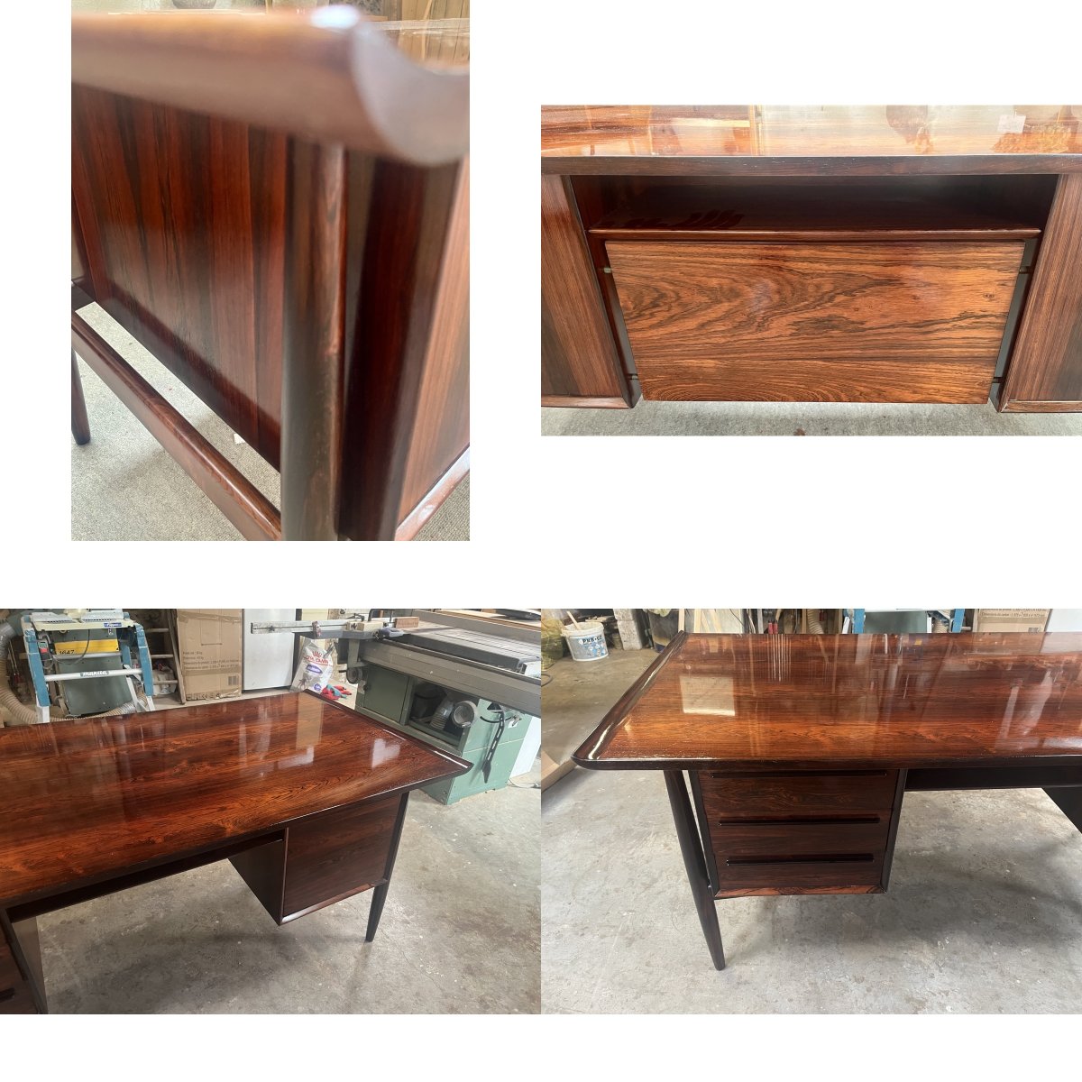 Danish Rosewood Flat Desk Attributed To Arne Vodder - Denmark, Circa 1960-photo-2