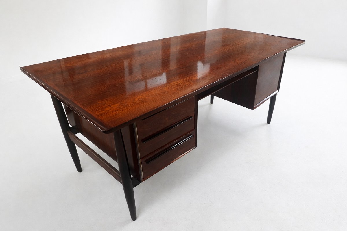 Danish Rosewood Flat Desk Attributed To Arne Vodder - Denmark, Circa 1960-photo-3