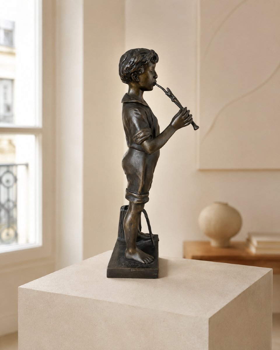 Le Charmeur De Lézard Bronze Signed Adolphe Jean Lavergne-photo-2