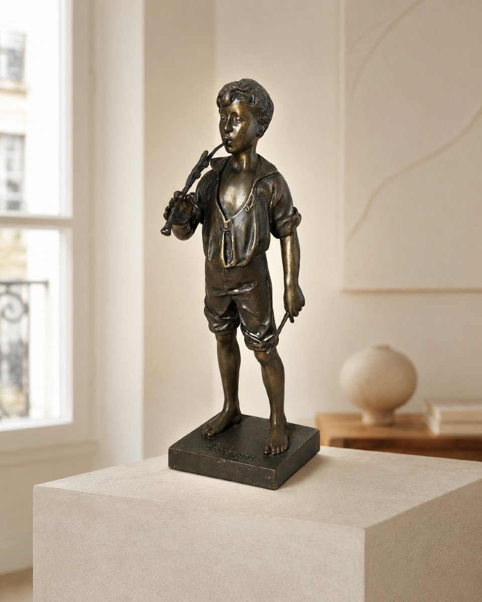 Le Charmeur De Lézard Bronze Signed Adolphe Jean Lavergne-photo-3