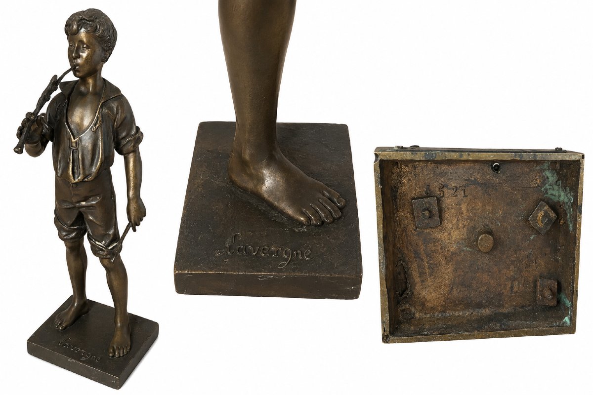 Le Charmeur De Lézard Bronze Signed Adolphe Jean Lavergne-photo-4