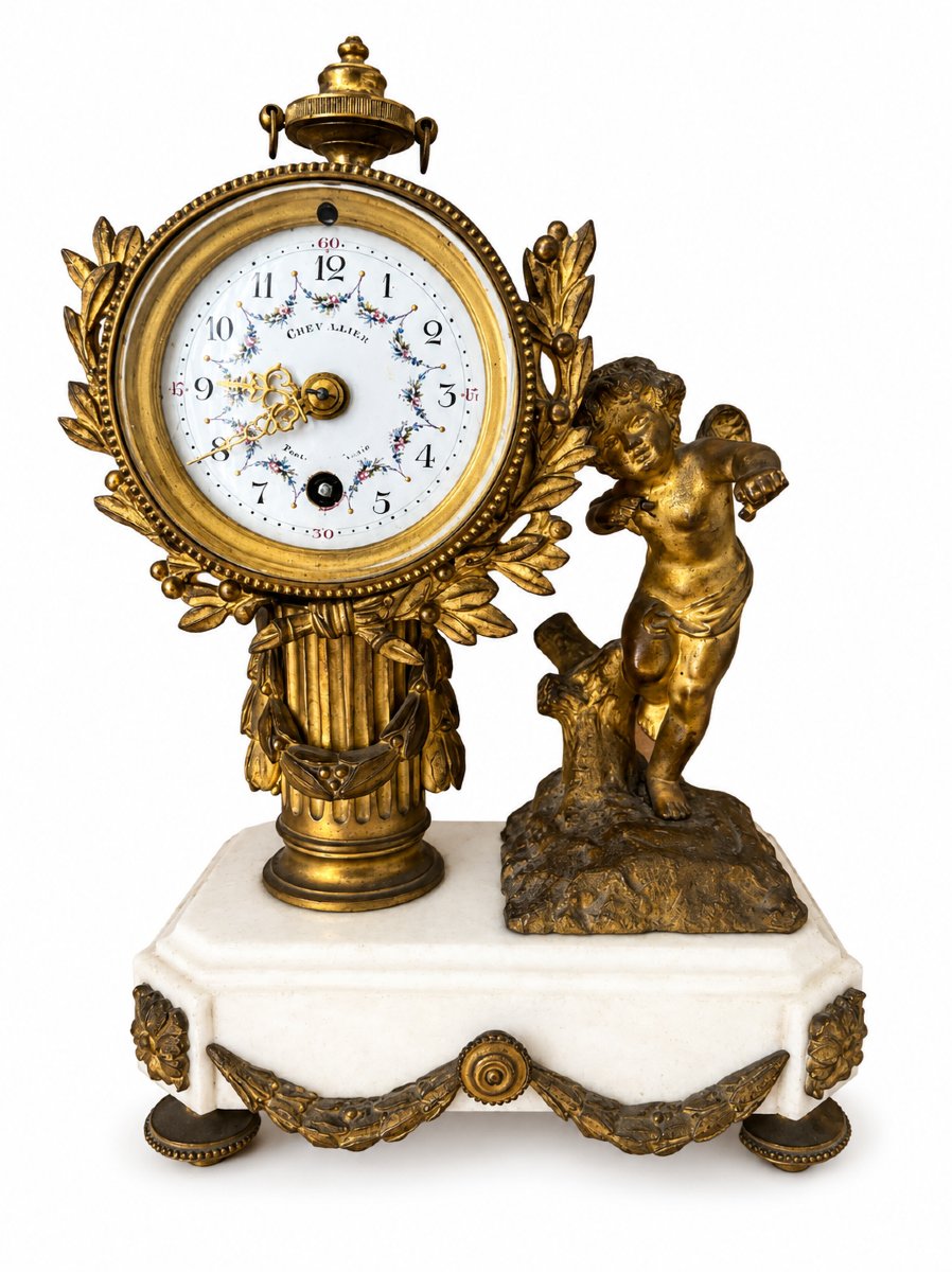 pendulette borne de style Louis XVI Cupidon-photo-2