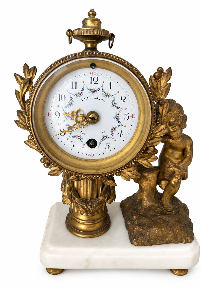 pendulette borne de style Louis XVI Cupidon-photo-2