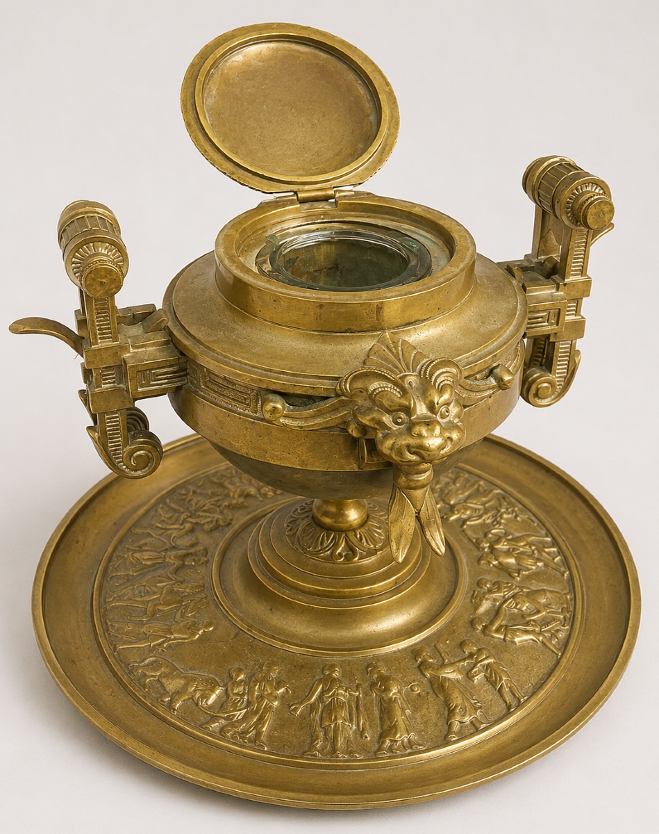Second Empire Gilt And Patinated Bronze Desk Inkwell