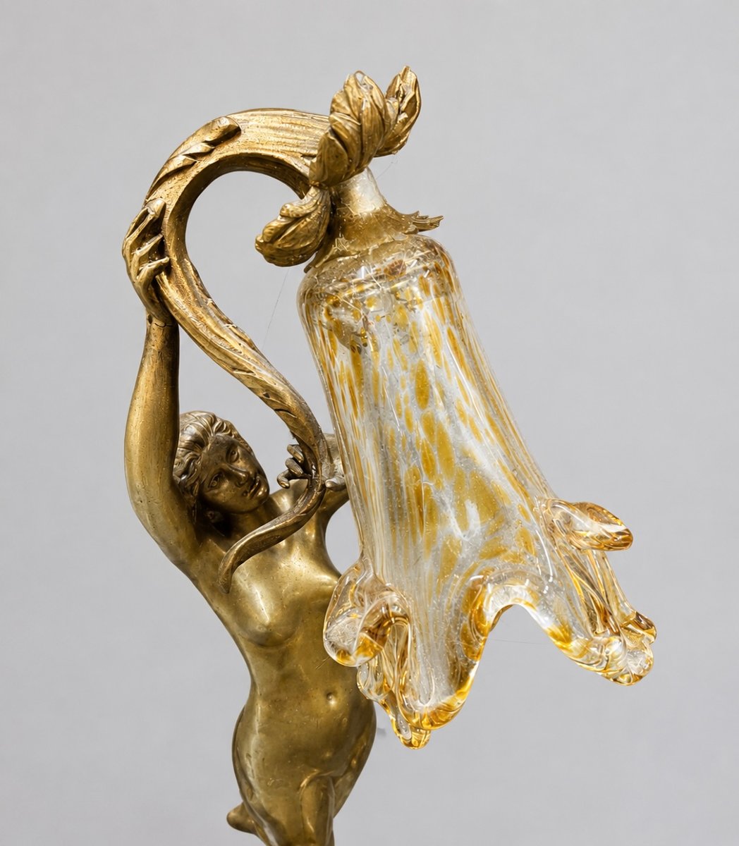 lampe art nouveau en bronze de Margueritte Syamour-photo-4