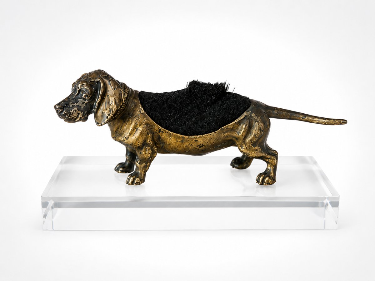 Charming Viennese Bronze Wiper Featuring A Dachshund