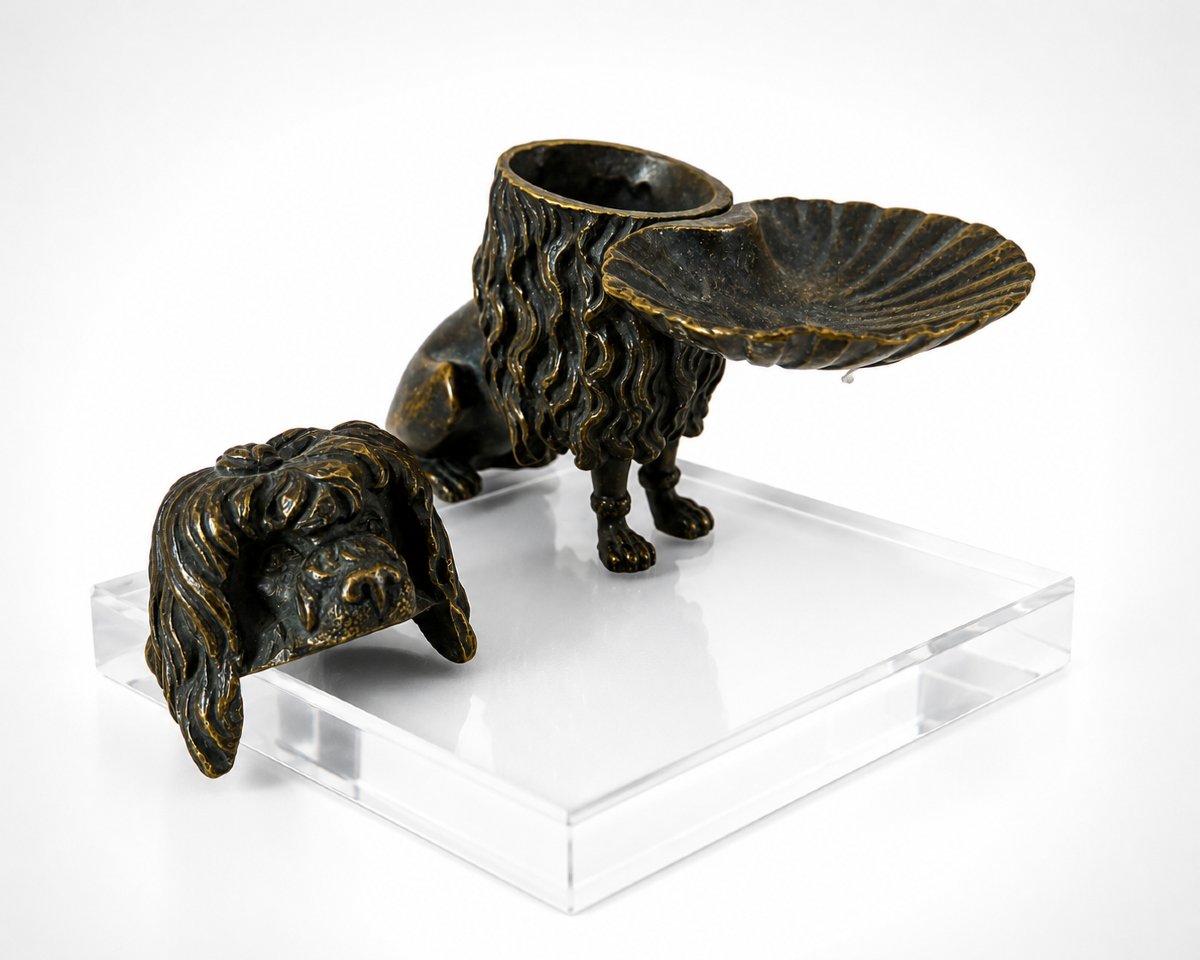 Charming Vienna Bronze Letter-holder Depicting A Spaniel - 19th Century-photo-2