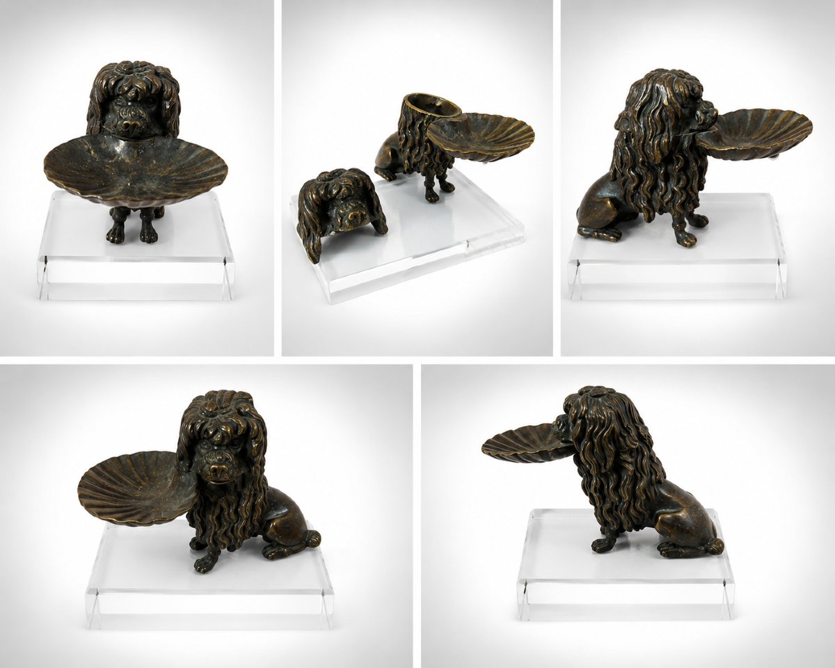 Charming Vienna Bronze Letter-holder Depicting A Spaniel - 19th Century-photo-3